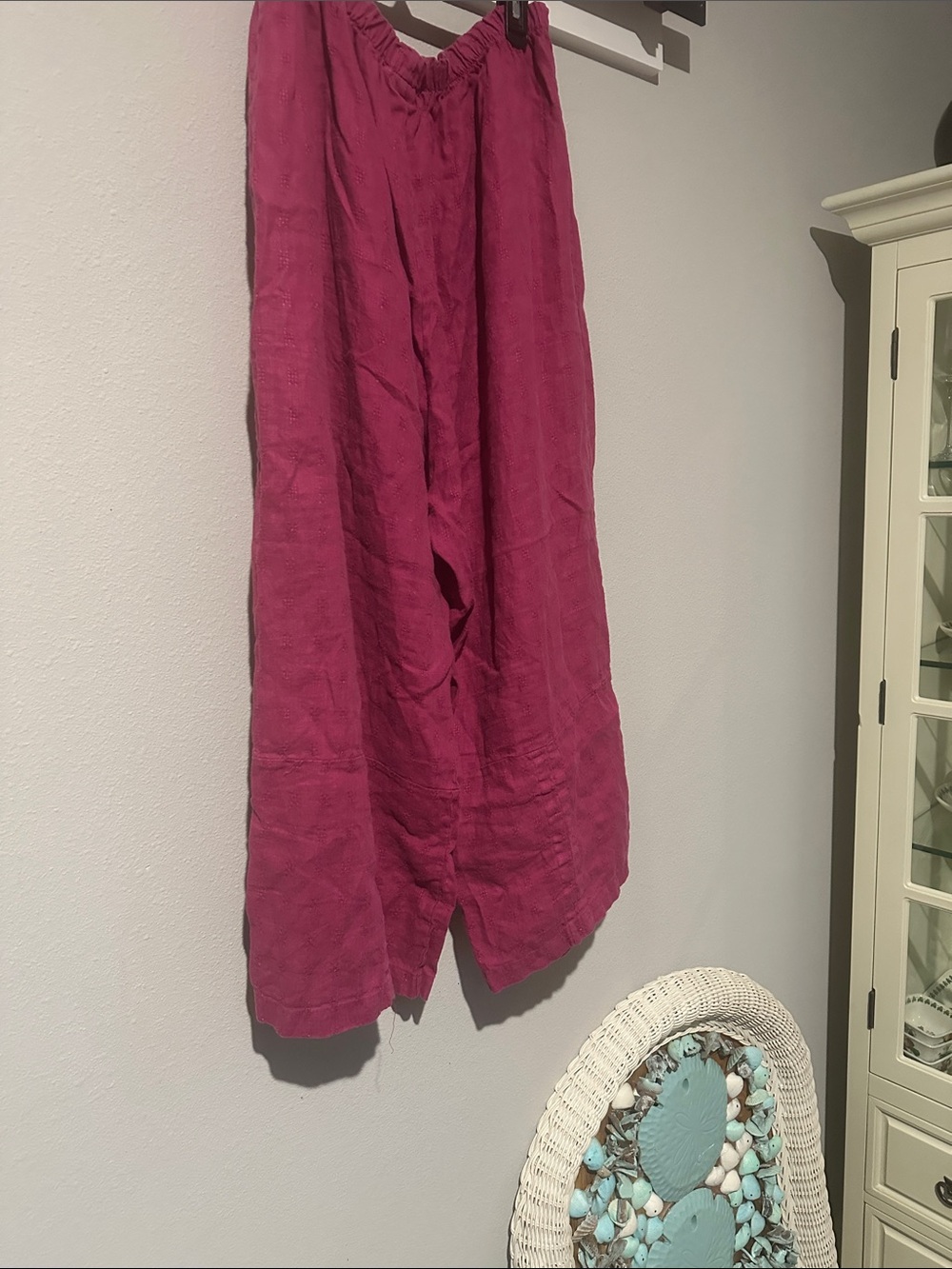 Magenta Linen Wide-Leg Pants